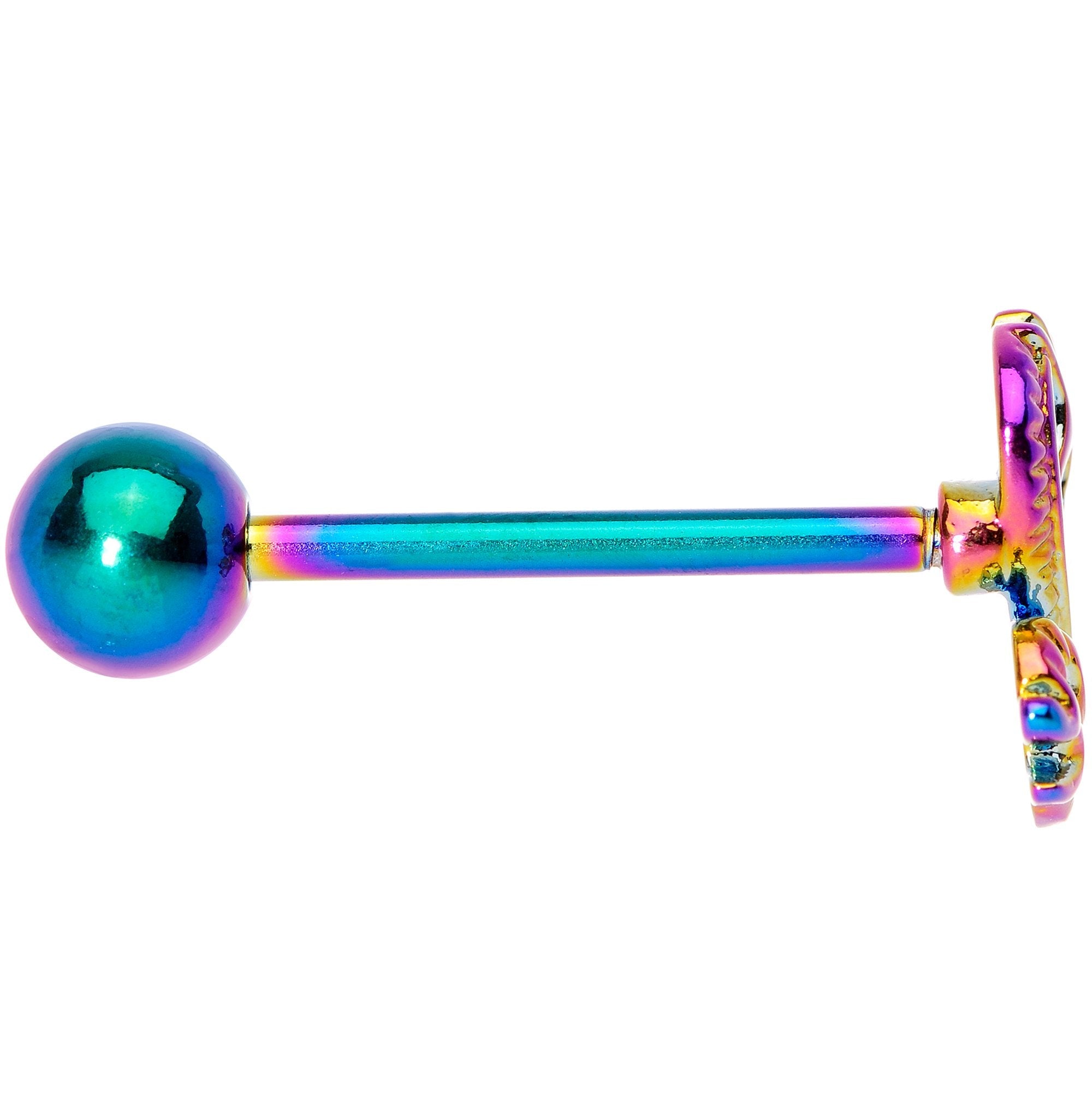 BodyCandy Rainbow Titanium Anodized 3-D Dragon  Barbell Tongue Ring — lifestyle context