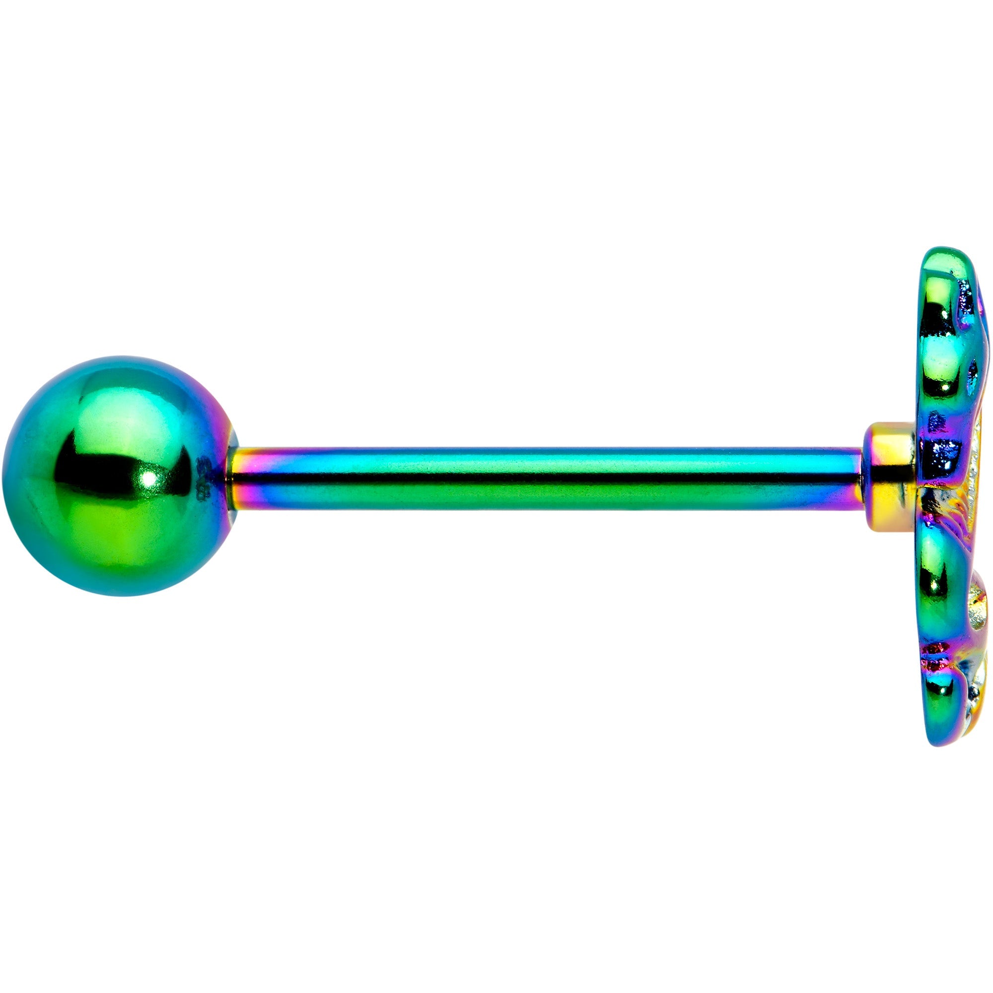 BodyCandy Rainbow Titanium Anodized 3-D Dragon  Barbell Tongue Ring — in-use photo