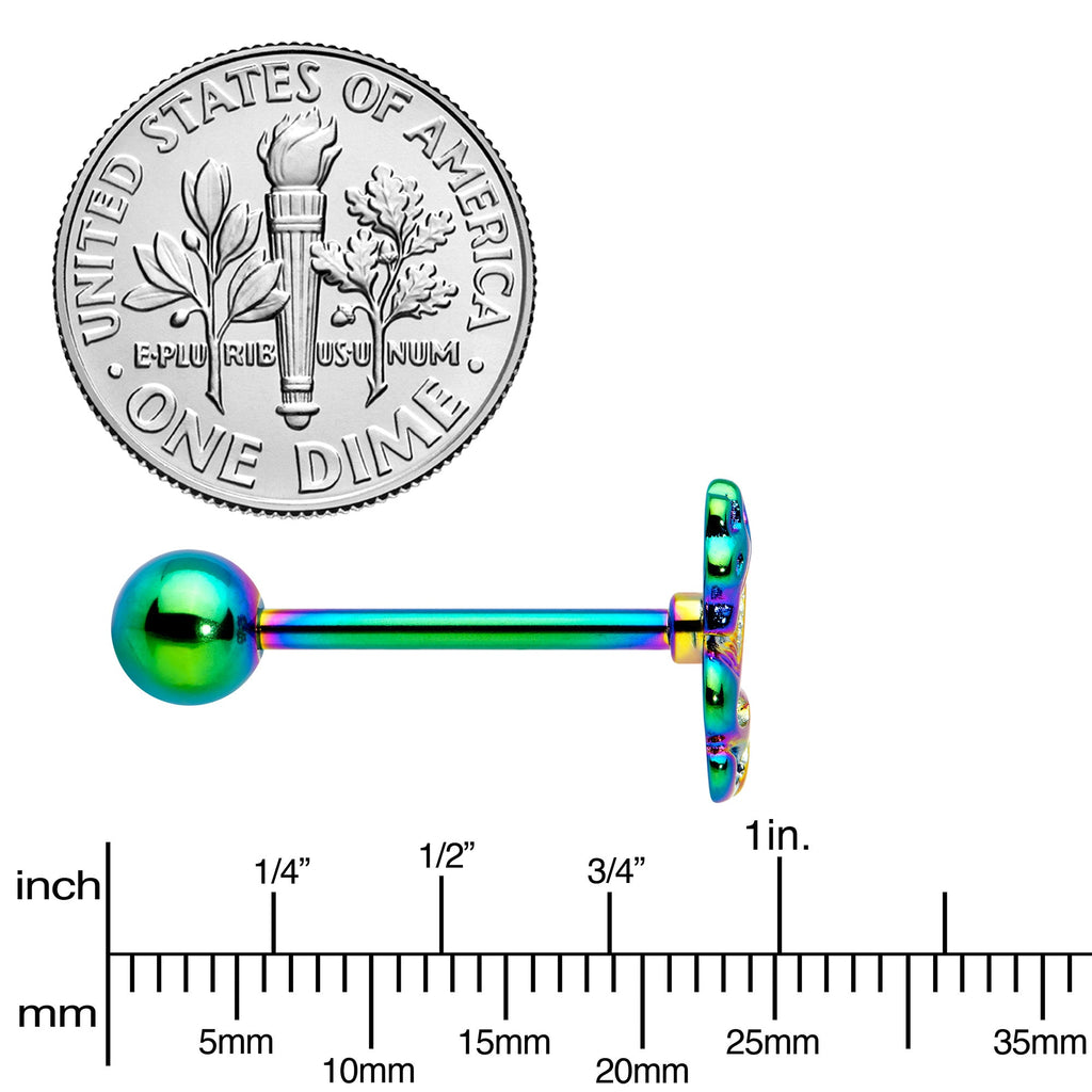 BodyCandy Rainbow Titanium Anodized 3-D Dragon  Barbell Tongue Ring — color detail