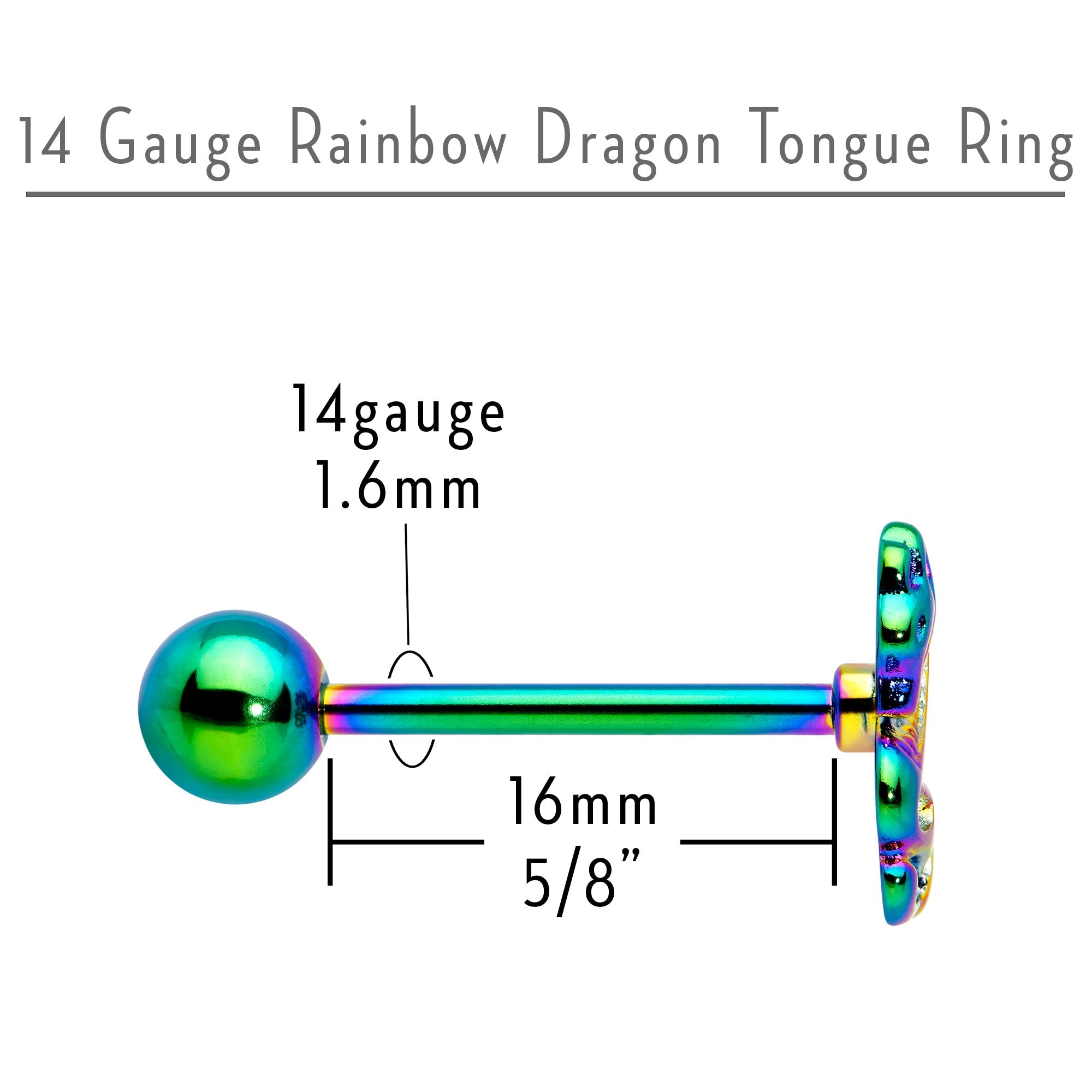 BodyCandy Rainbow Titanium Anodized 3-D Dragon  Barbell Tongue Ring — packaging