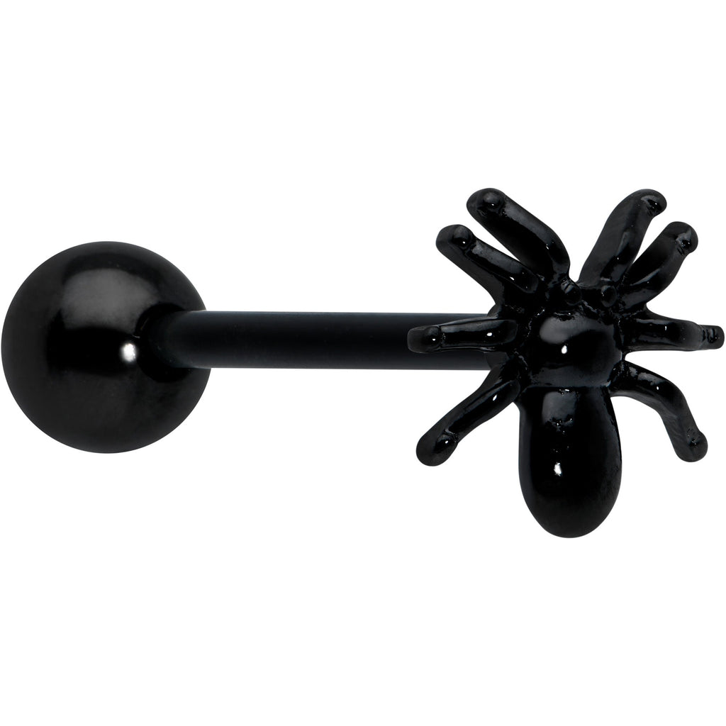 BodyCandy Black Titanium Anodized 3-D Spider Barbell Tongue Ring — main product shot