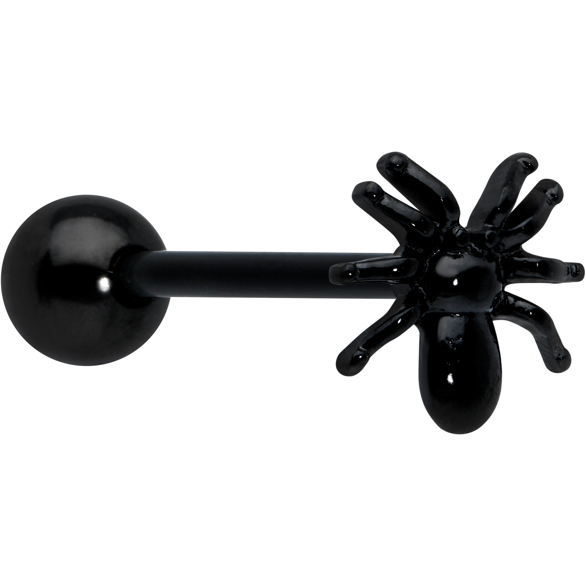 BodyCandy Black Titanium Anodized 3-D Spider Barbell Tongue Ring — main product shot