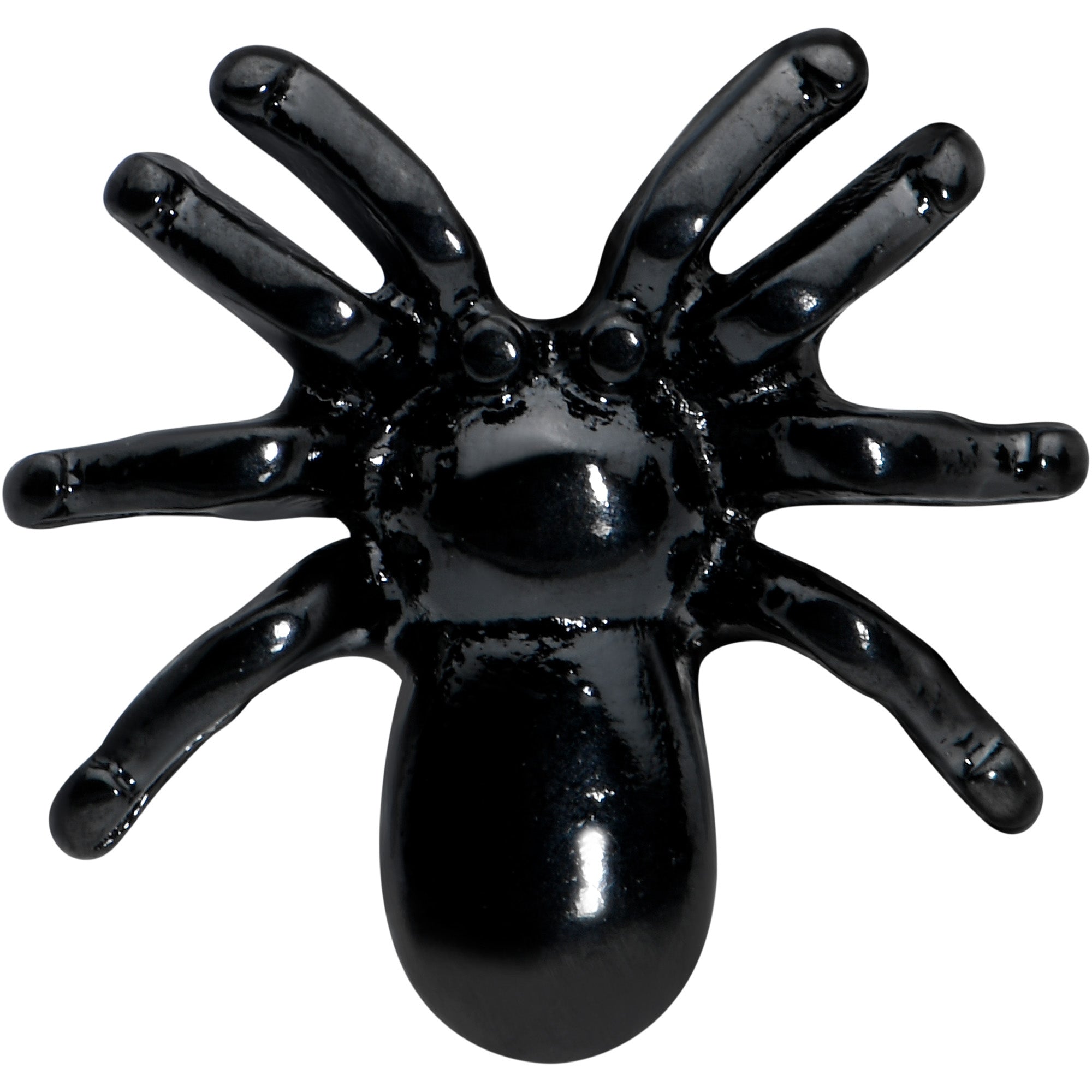 BodyCandy Black Titanium Anodized 3-D Spider Barbell Tongue Ring — detail close-up