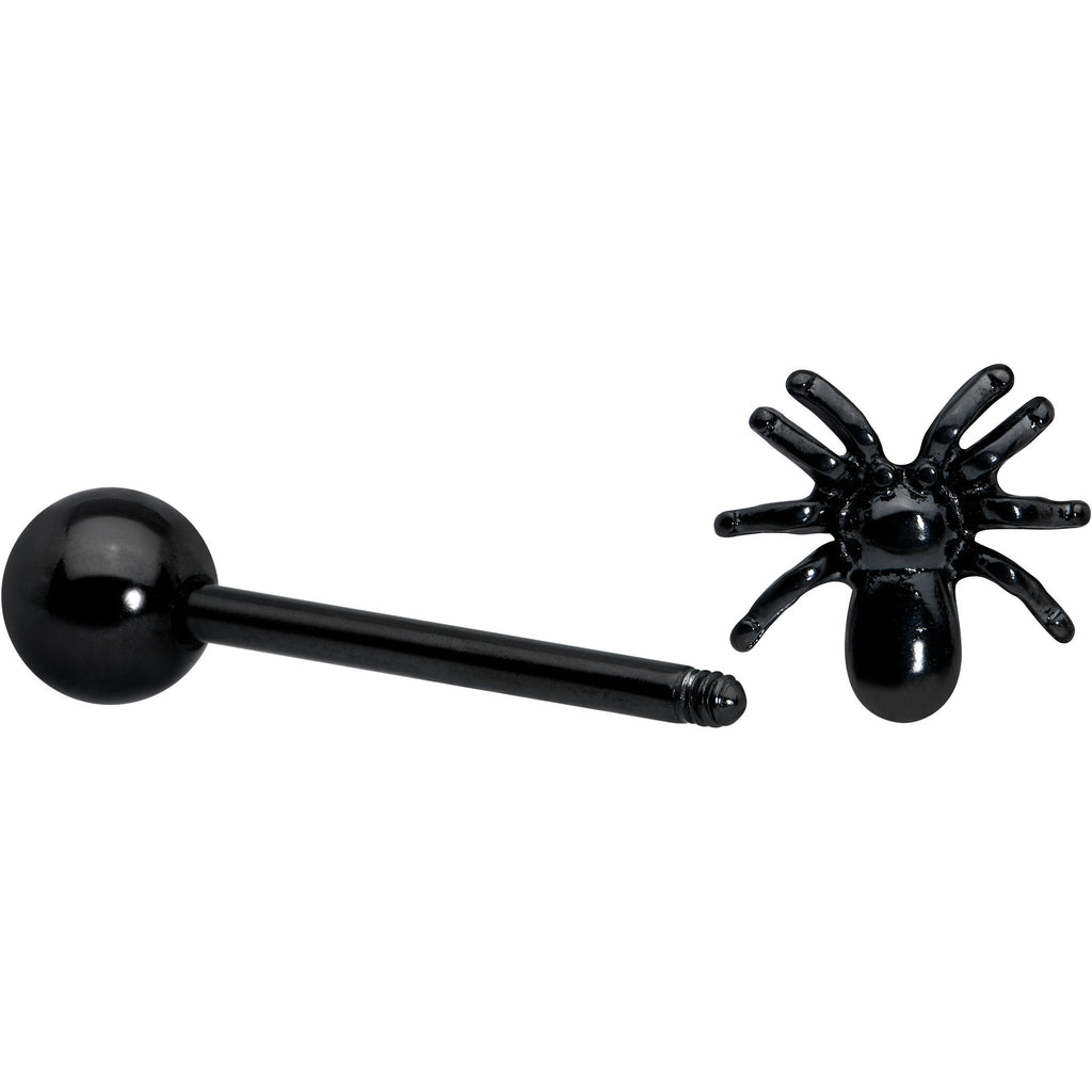BodyCandy Black Titanium Anodized 3-D Spider Barbell Tongue Ring — side view