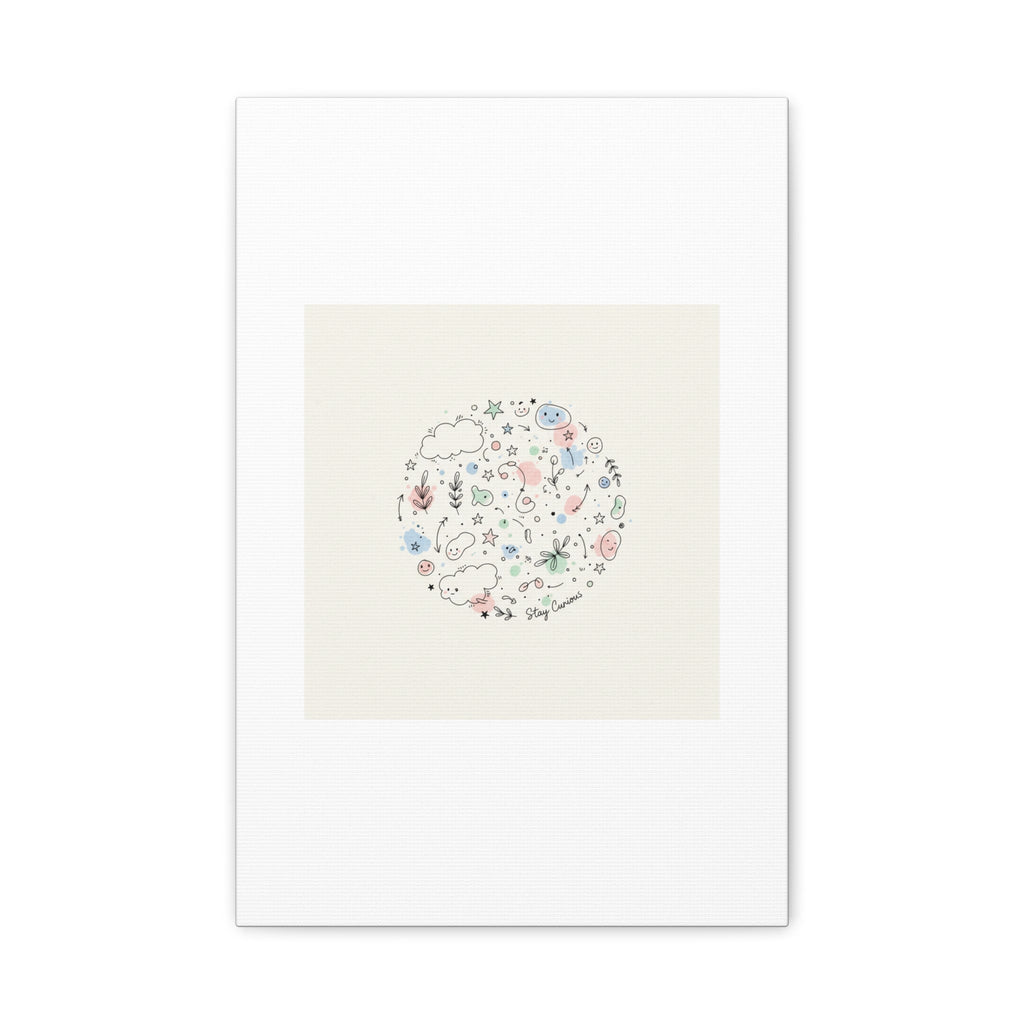 Doodle Circle Line Drawing Matte Canvas, Hand-Drawn Sketch Art