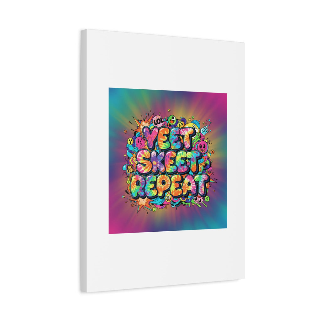 Yeet Skeet Repeat Canvas | Slogan & Glitch Graphic, Meme Phrase Wall Art