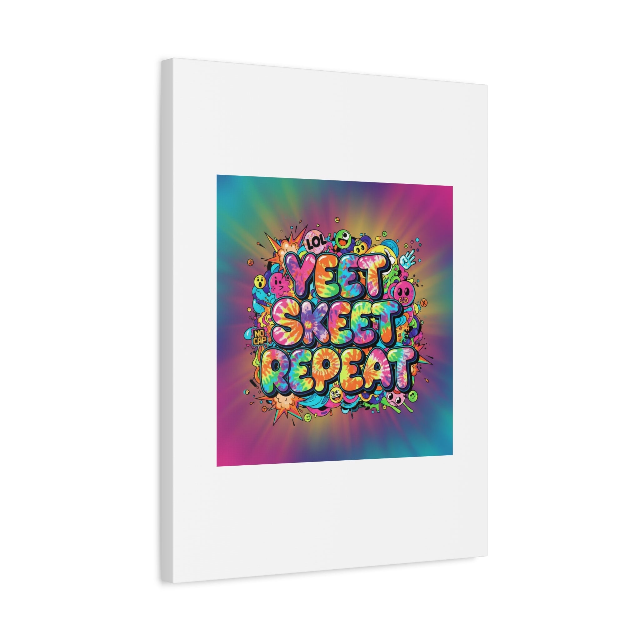 Yeet Skeet Repeat Canvas | Slogan & Glitch Graphic, Meme Phrase Wall Art