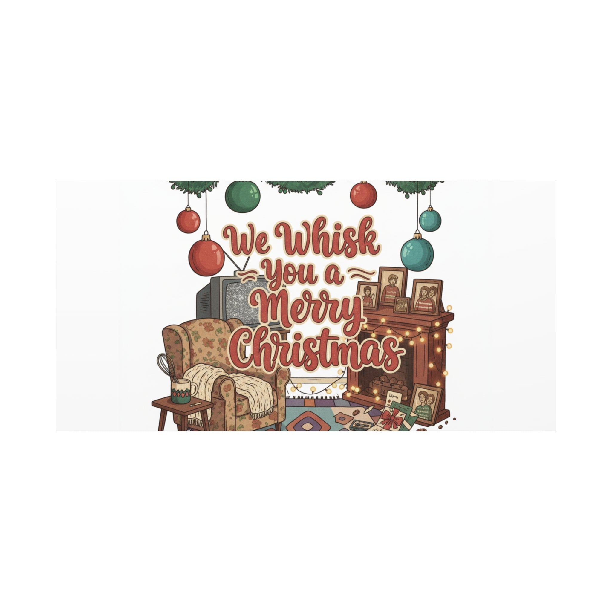 We Whisk You a Merry Christmas Canvas | Retro Christmas Decor, Vintage Holiday Print