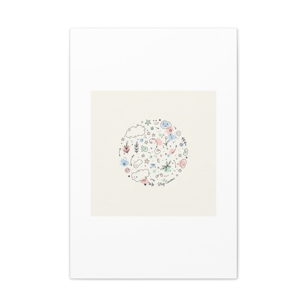 Doodle Circle Line Drawing Matte Canvas, Hand-Drawn Sketch Art