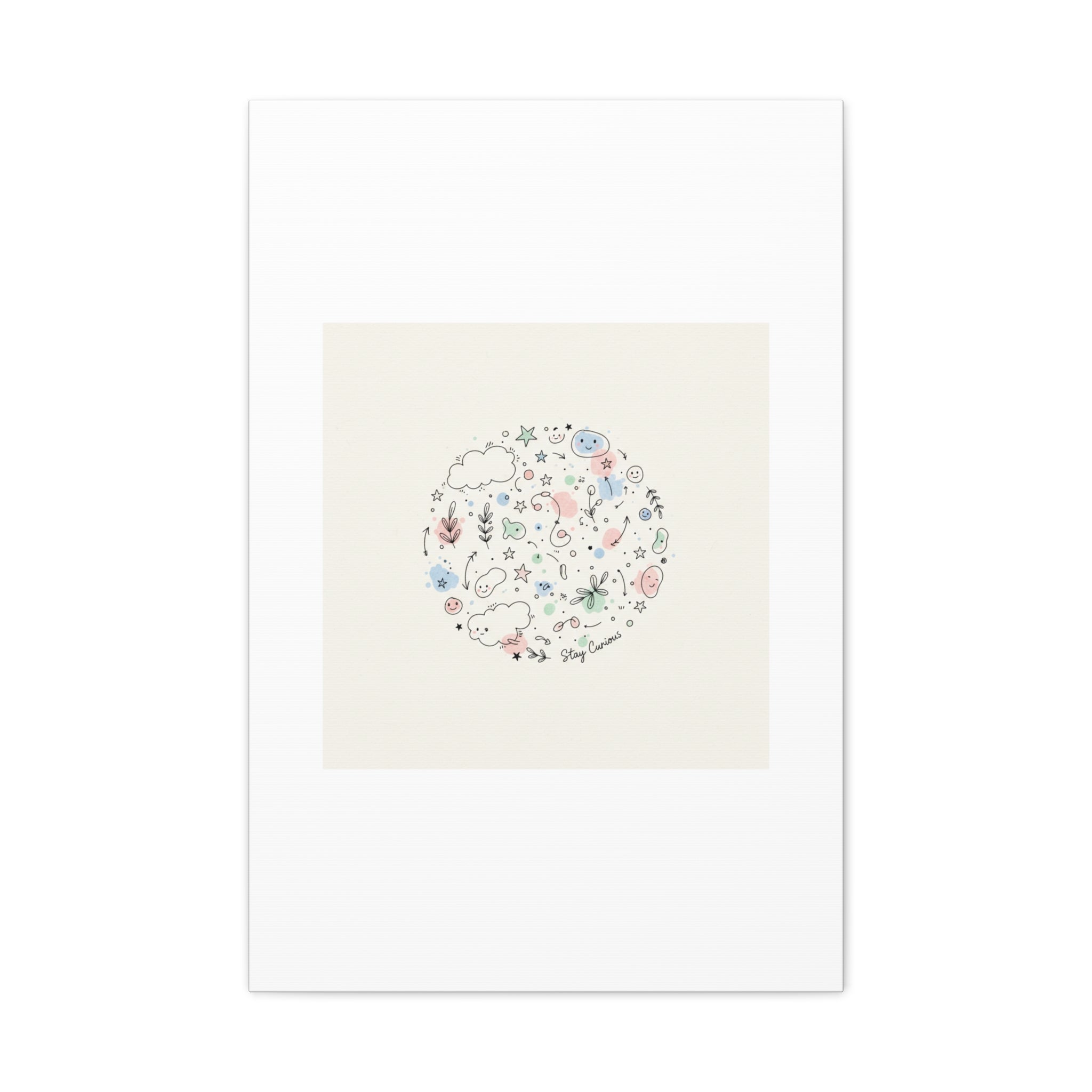 Doodle Circle Line Drawing Matte Canvas, Hand-Drawn Sketch Art