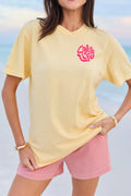 Casual Round Neck Short Sleeve Slogan Print Loose Fit T-shirt