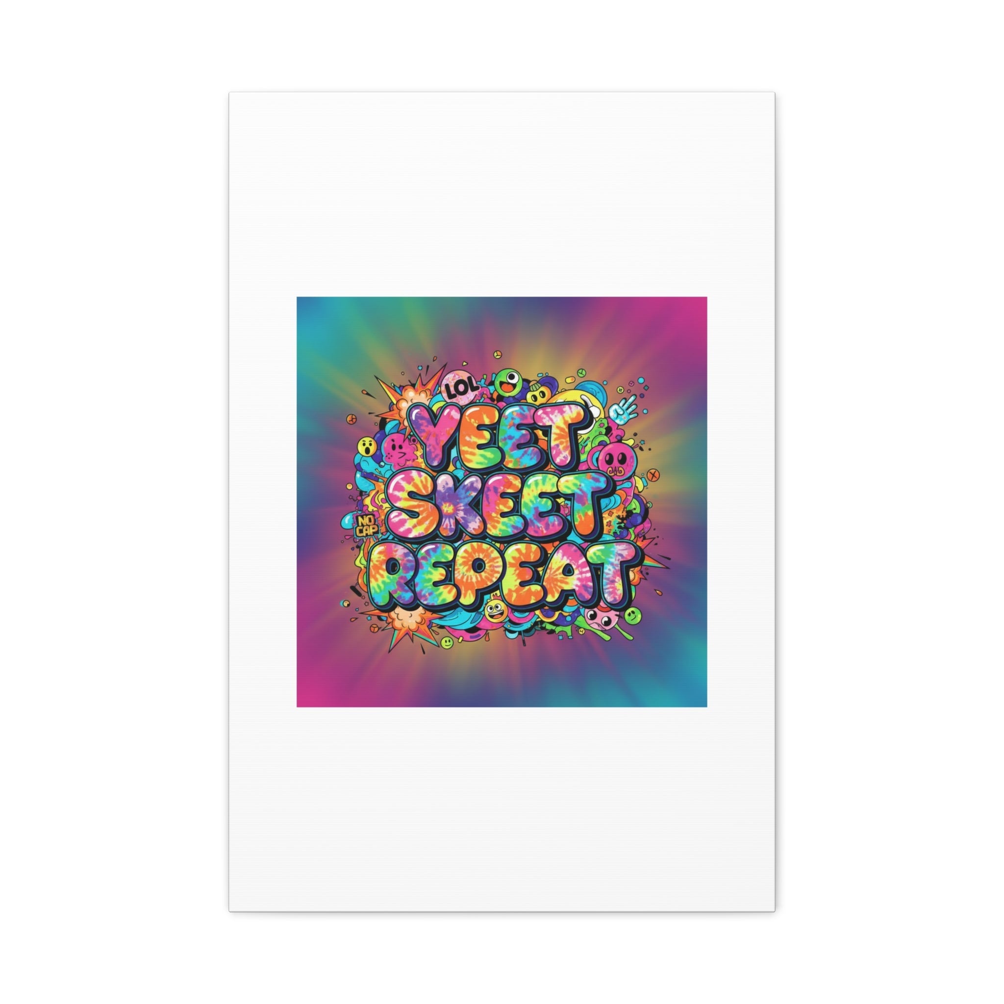 Yeet Skeet Repeat Canvas | Slogan & Glitch Graphic, Meme Phrase Wall Art