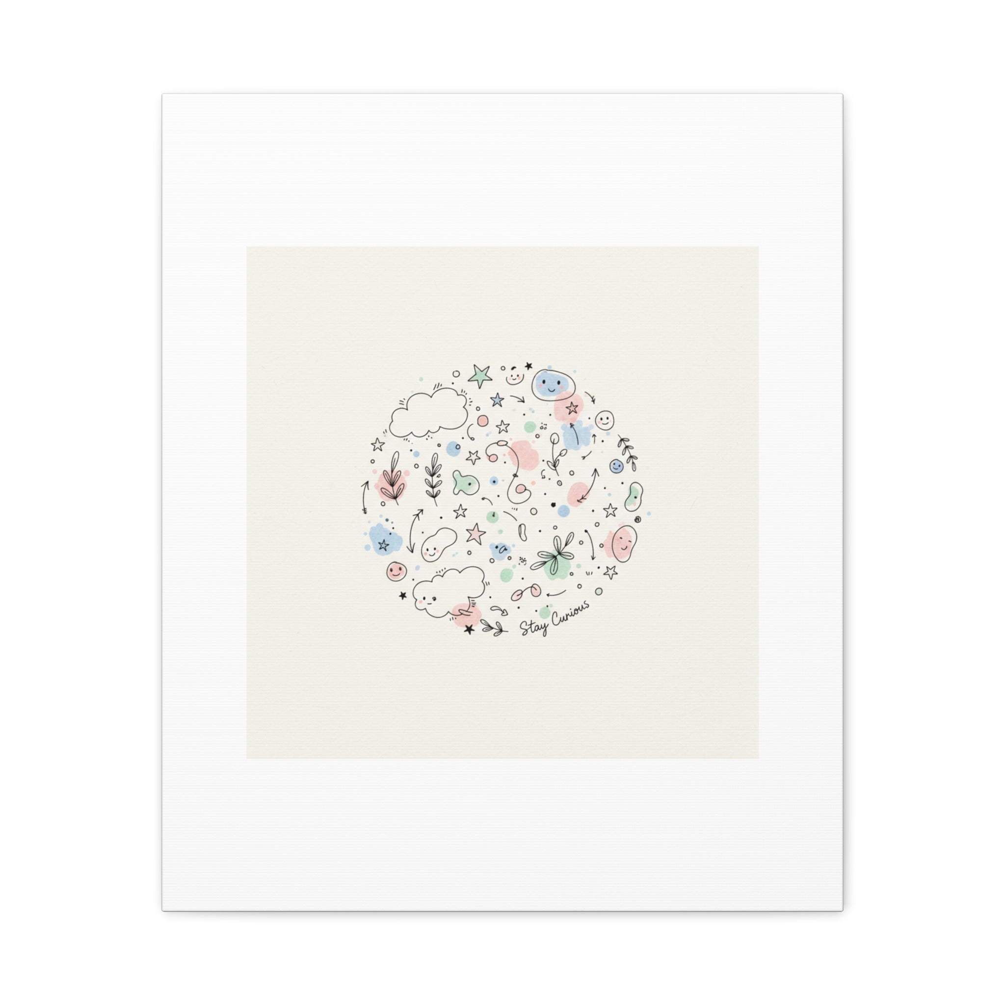 Doodle Circle Line Drawing Matte Canvas, Hand-Drawn Sketch Art