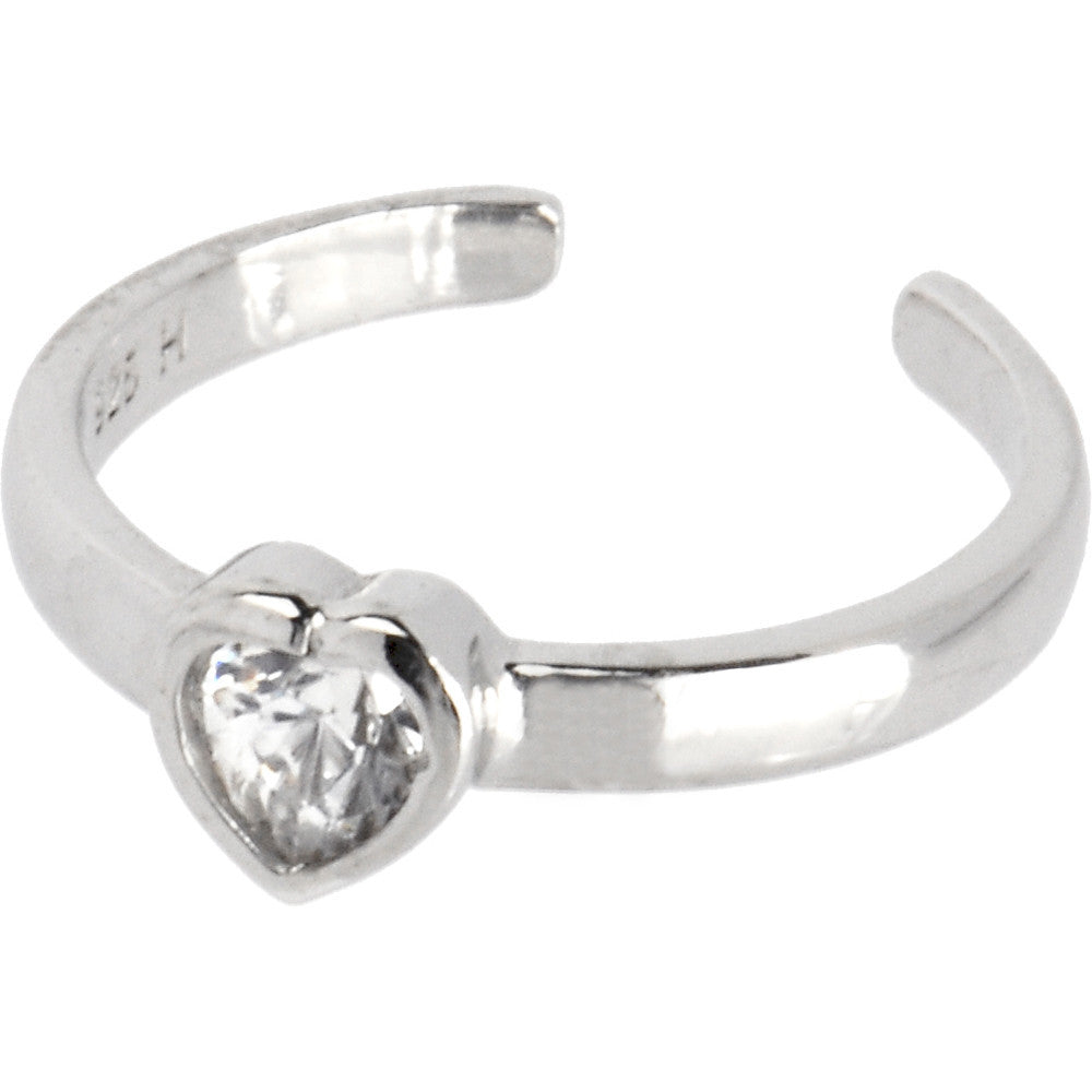 BodyCandy Sterling Silver 925 Cubic Zirconia Heart Toe Ring — main product shot