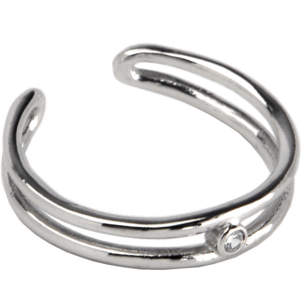 BodyCandy Sterling Silver 925 Cubic Zirconia Duo Band Toe Ring — main product shot