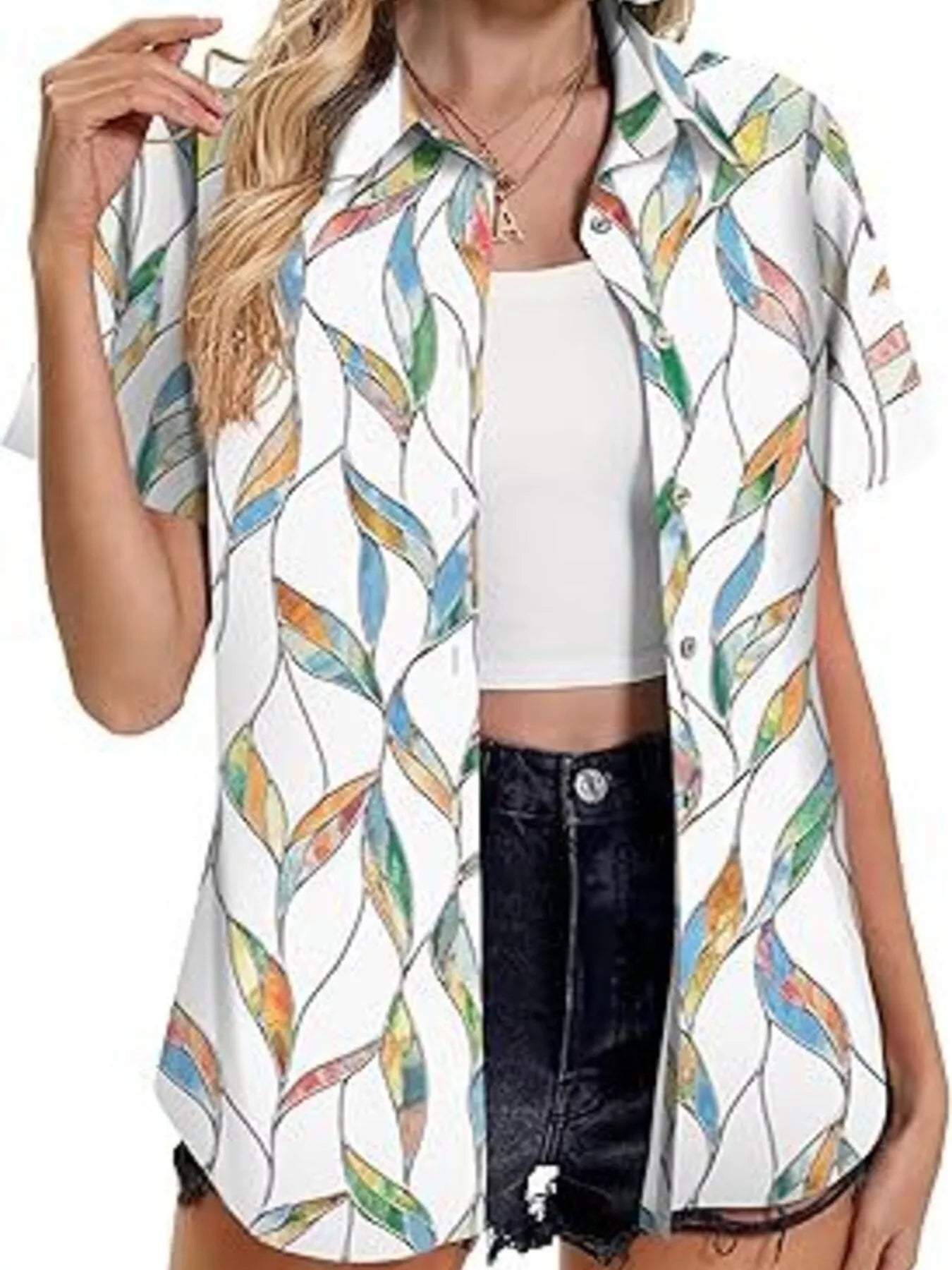 Plant Print Short Sleeve Shirt