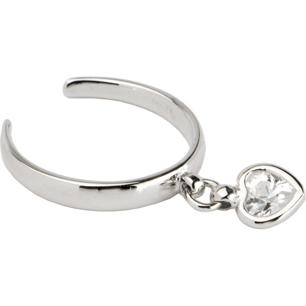 BodyCandy Sterling Silver 925 Cubic Zirconia Dangling Heart Toe Ring — main product shot