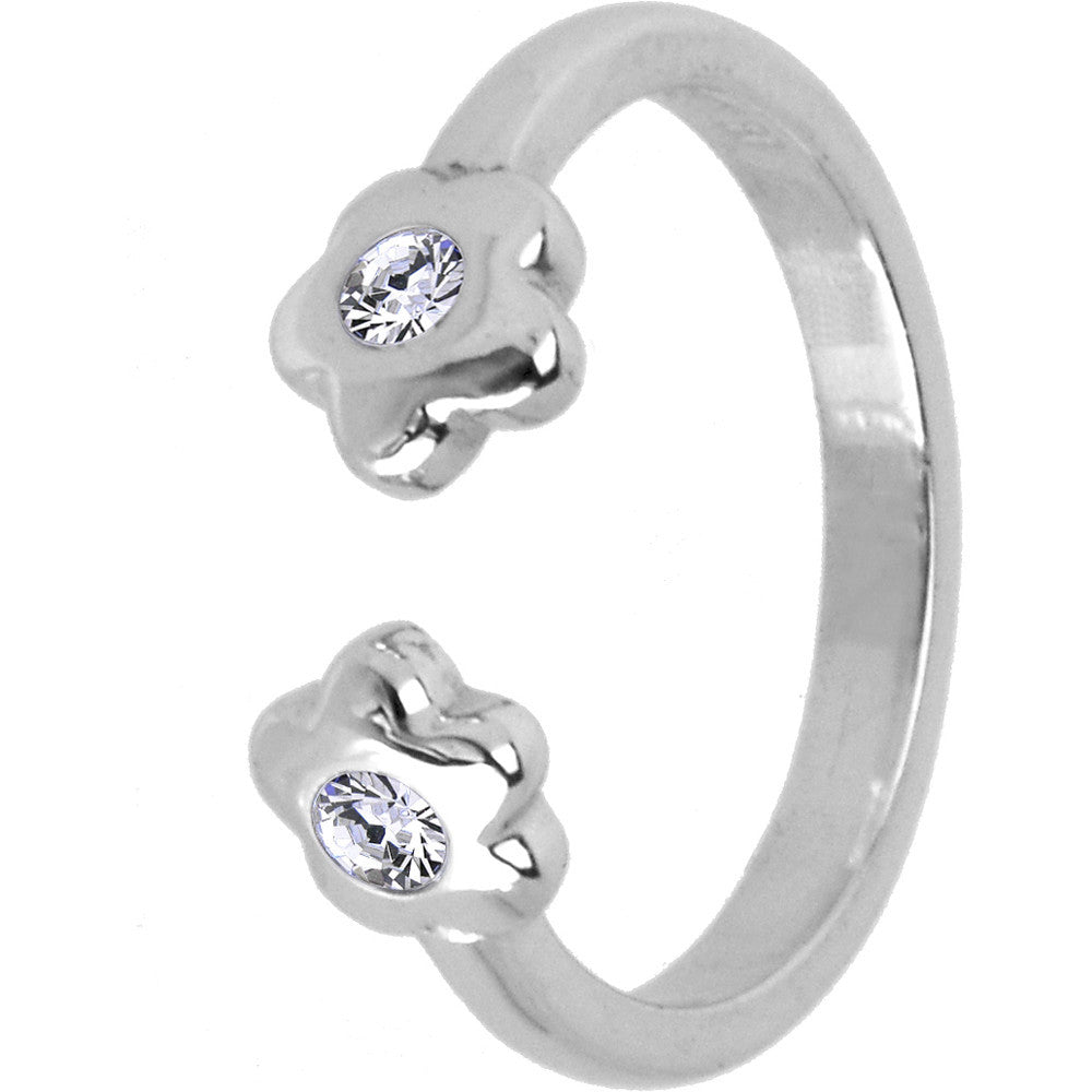 BodyCandy Sterling Silver 925 Cubic Zirconia Paved Flower Toe Ring — main product shot