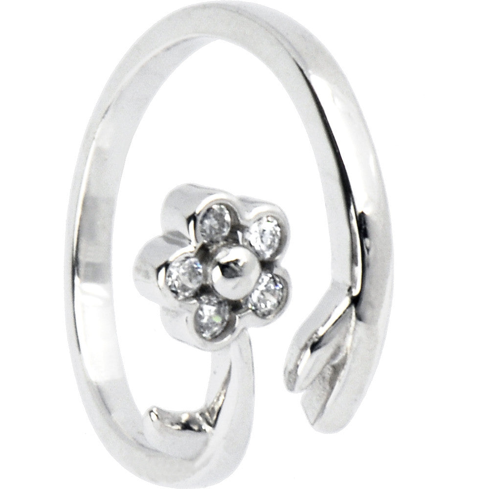 BodyCandy Sterling Silver 925 Cubic Zirconia Flower Vine Toe Ring — main product shot