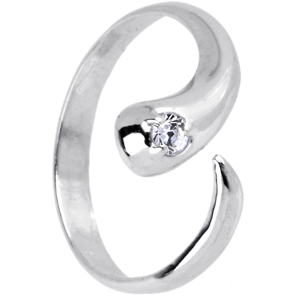 BodyCandy Sterling Silver 925 Cubic Zirconia Solitaire Flare Toe Ring - Size 5 — main product shot