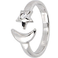 BodyCandy Sterling Silver 925 Cubic Zirconia Star And Moon Toe Ring — main product shot