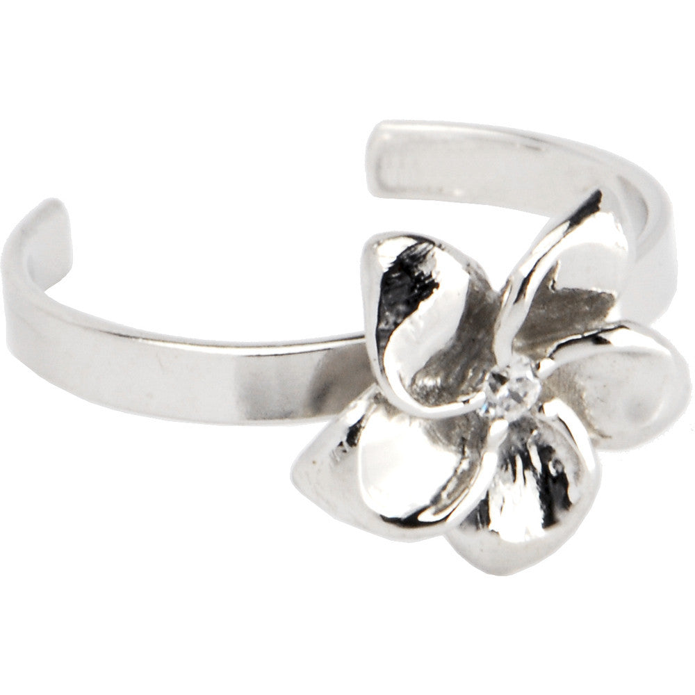 BodyCandy Sterling Silver 925 Cubic Zirconia Flower Bloom Toe Ring — main product shot