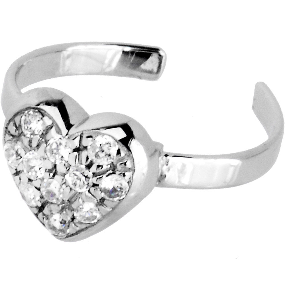 BodyCandy Sterling Silver 925 Cubic Zirconia Encrusted Heart Toe Ring — main product shot