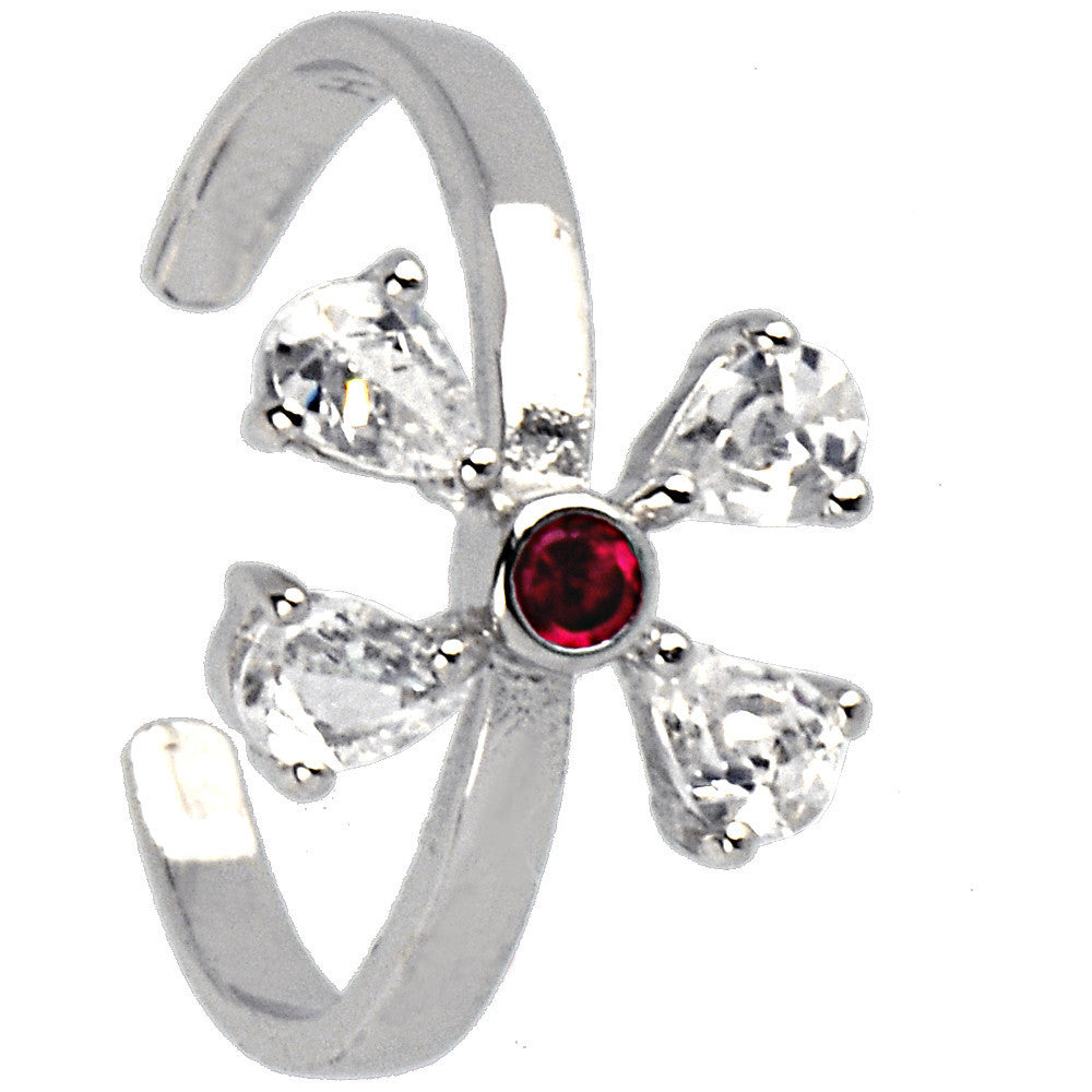 BodyCandy Sterling Silver 925 Cubic Zirconia Ruby Red Butterfly Toe Ring — main product shot