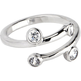 Sterling Silver 925 Cubic Zirconia Spiral Toe Ring