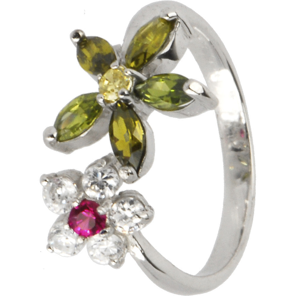 BodyCandy Sterling Silver 925 Cubic Zirconia Flower Petals Toe Ring — main product shot