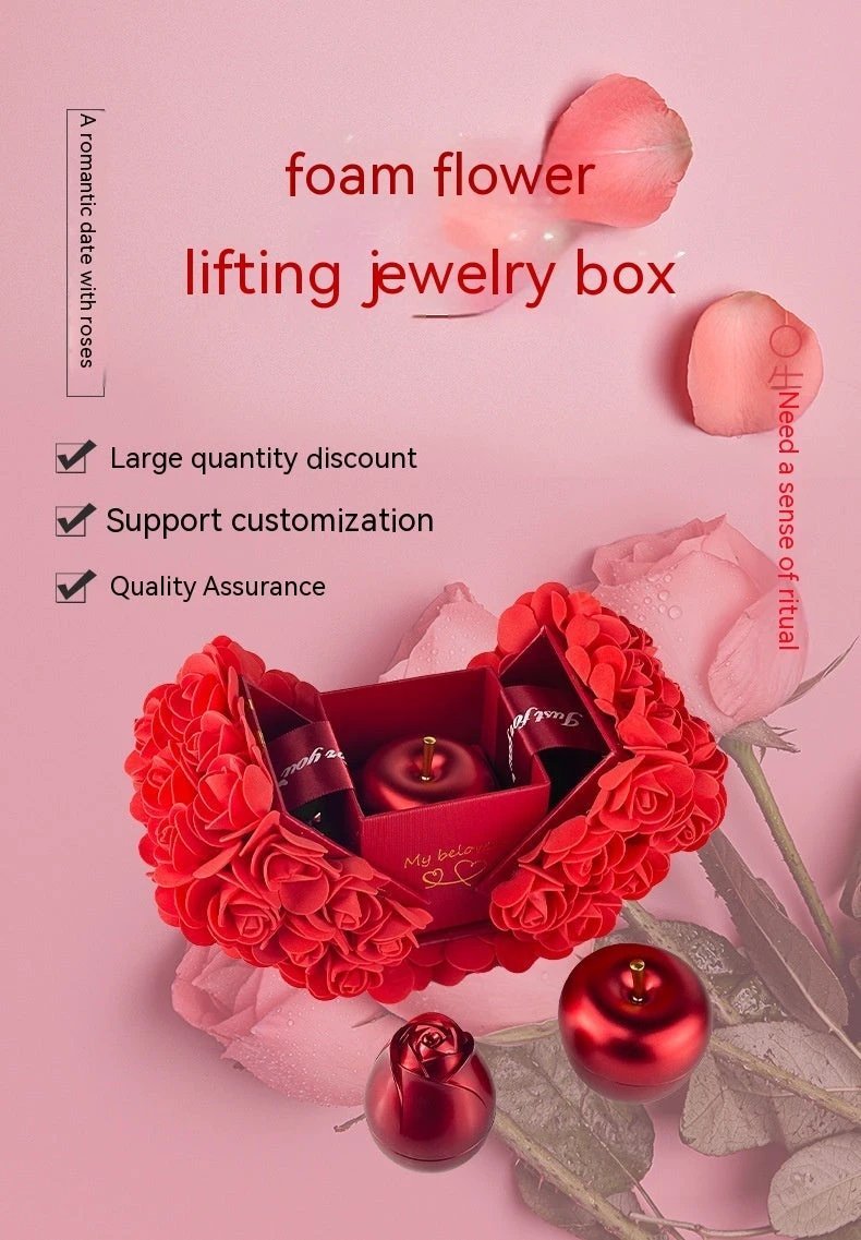 Valentine's Day Soap Rose Gift Box - Crystal Pendant Necklace Set