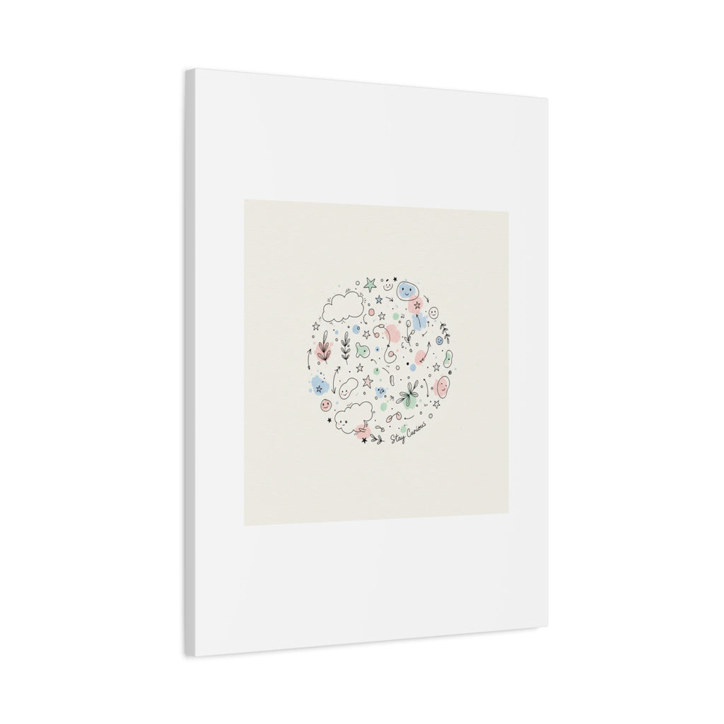 Doodle Circle Line Drawing Matte Canvas, Hand-Drawn Sketch Art