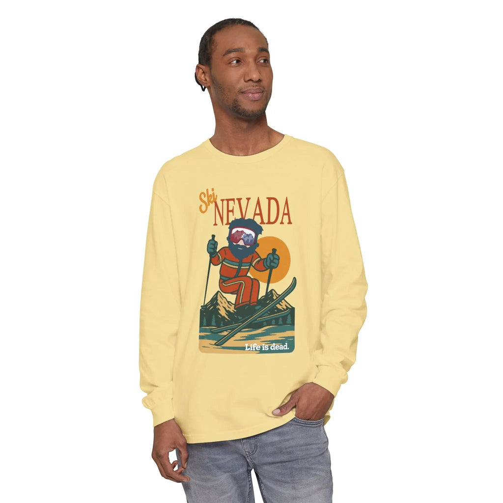 Ski Nevada - Life is Dead Mountain Collection Garment-Dyed Long Sleeve T-Shirt
