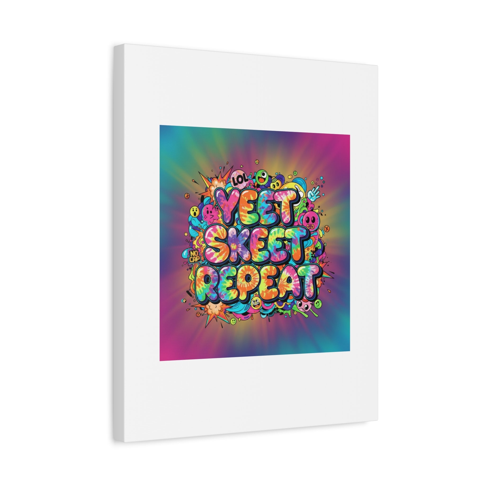Yeet Skeet Repeat Canvas | Slogan & Glitch Graphic, Meme Phrase Wall Art