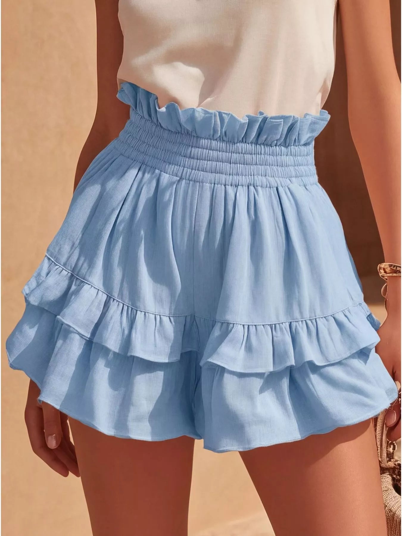 Full Size Ruffled High-Waisted Shorts Plus Size