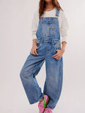 Wide Strap Wide Leg Denim Overalls