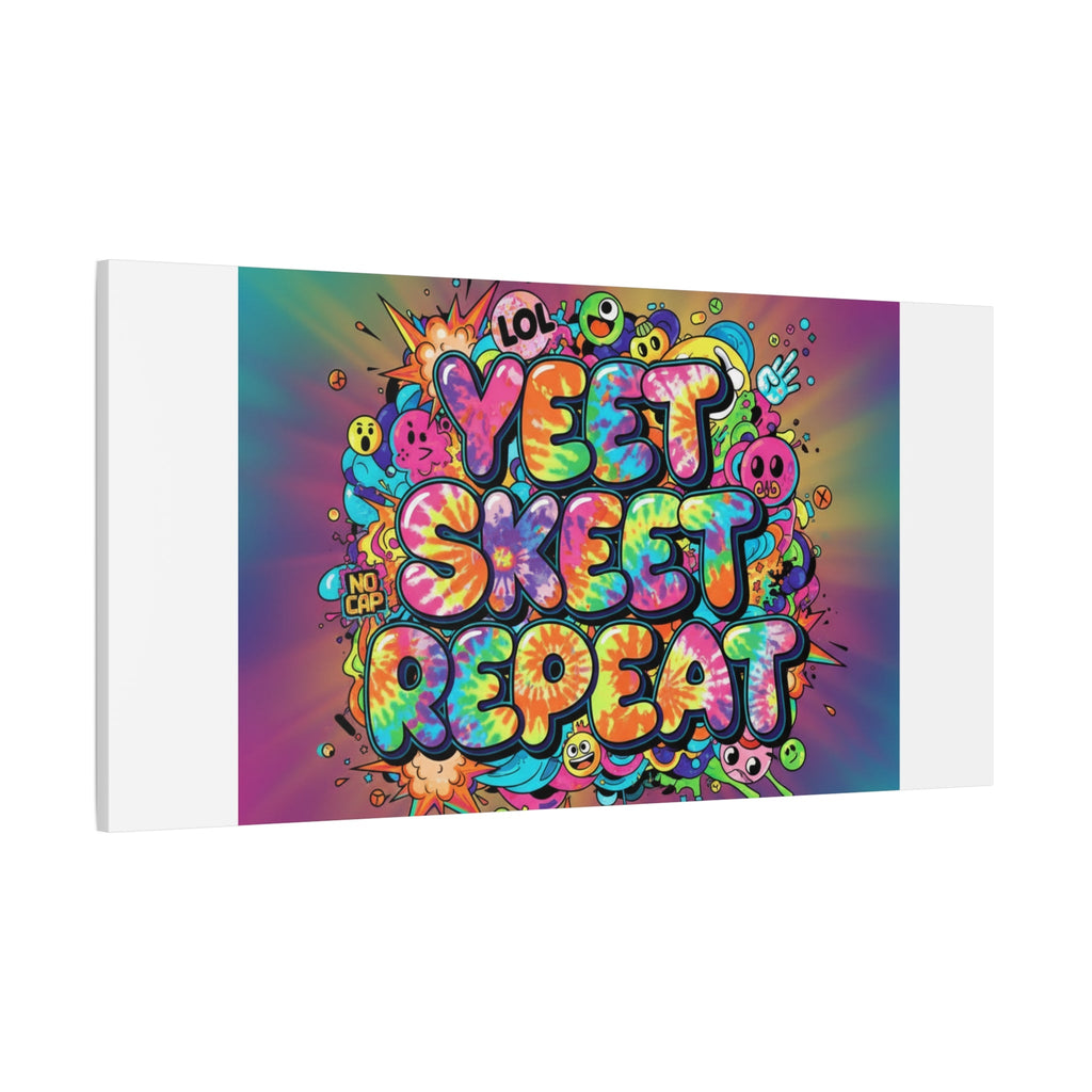 Yeet Skeet Repeat Canvas | Slogan & Glitch Graphic, Meme Phrase Wall Art