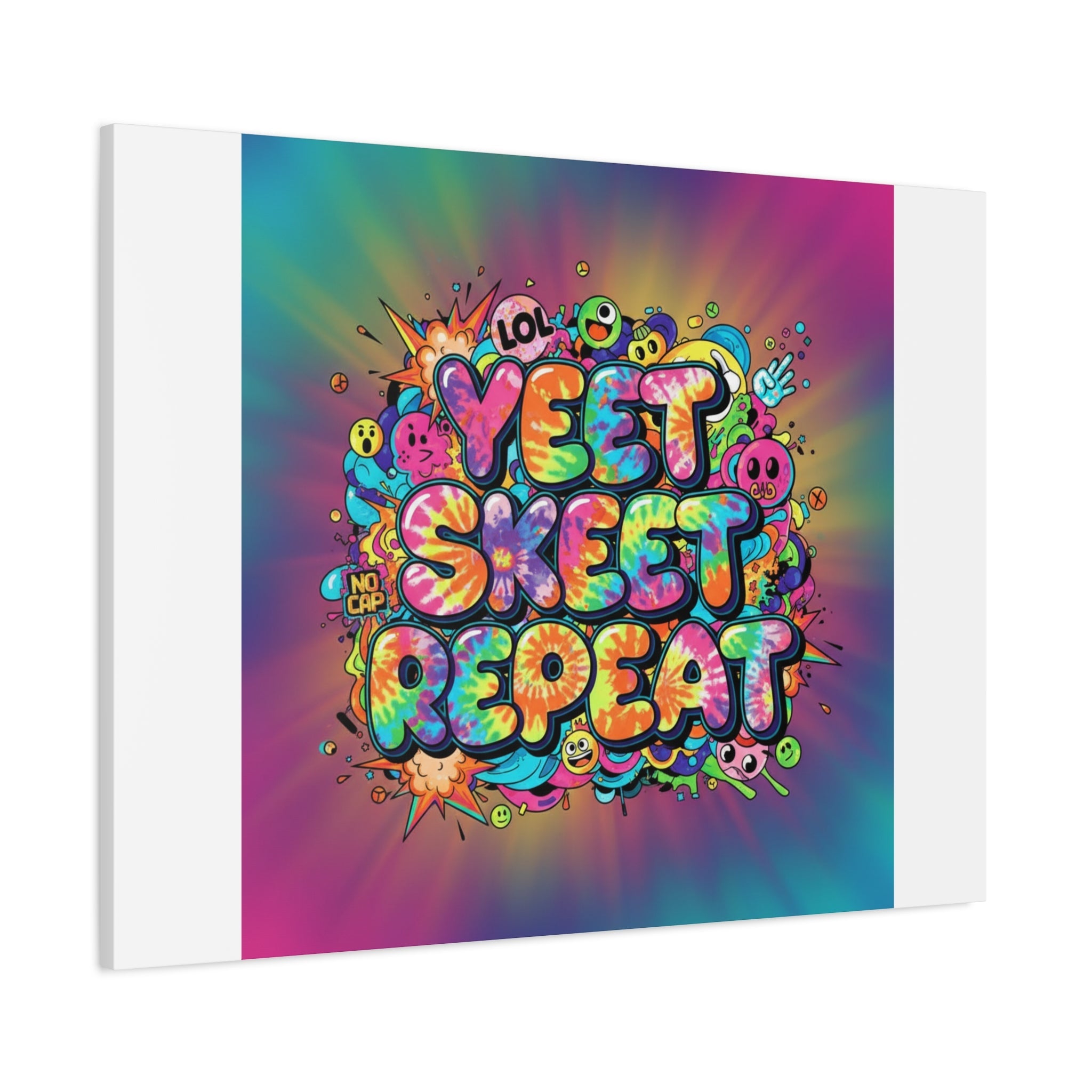 Yeet Skeet Repeat Canvas | Slogan & Glitch Graphic, Meme Phrase Wall Art
