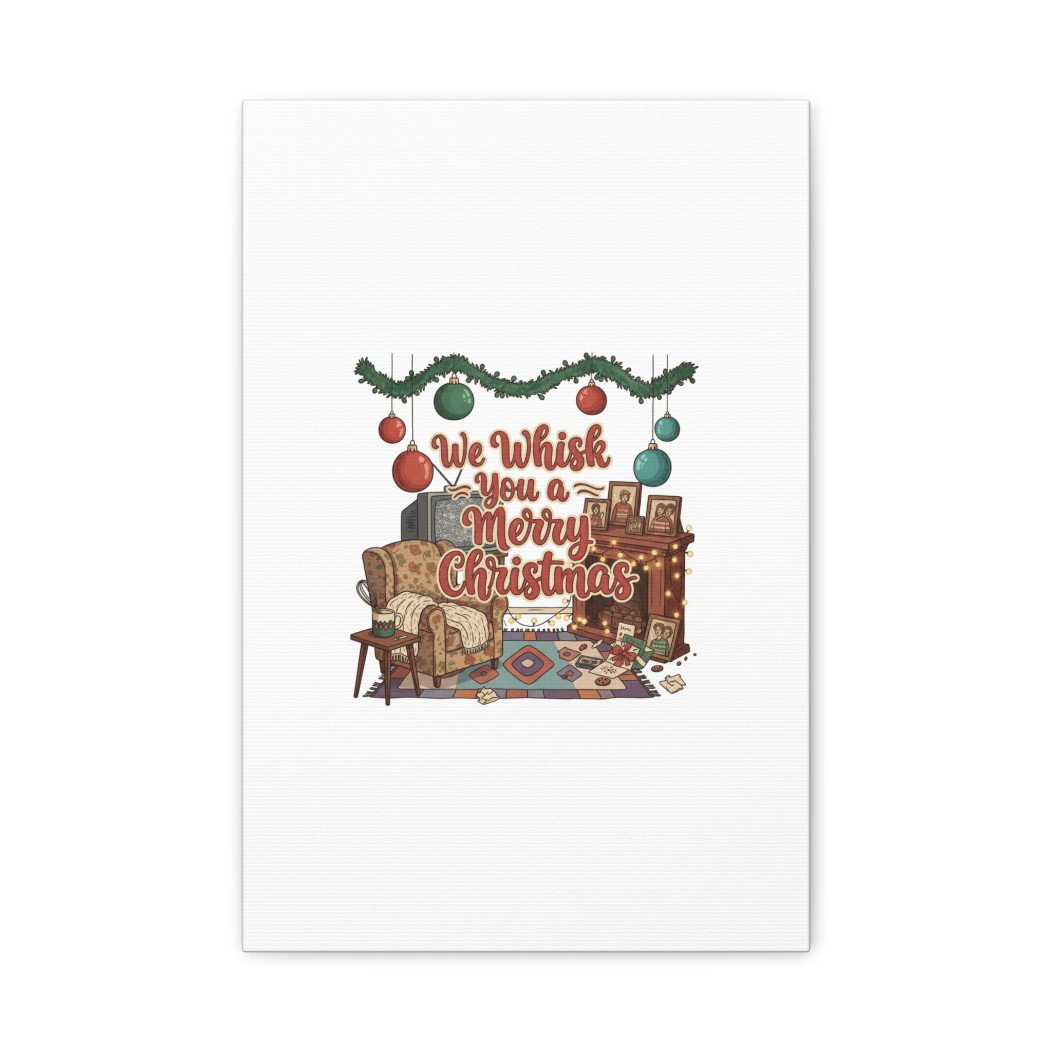 We Whisk You a Merry Christmas Canvas | Retro Christmas Decor, Vintage Holiday Print
