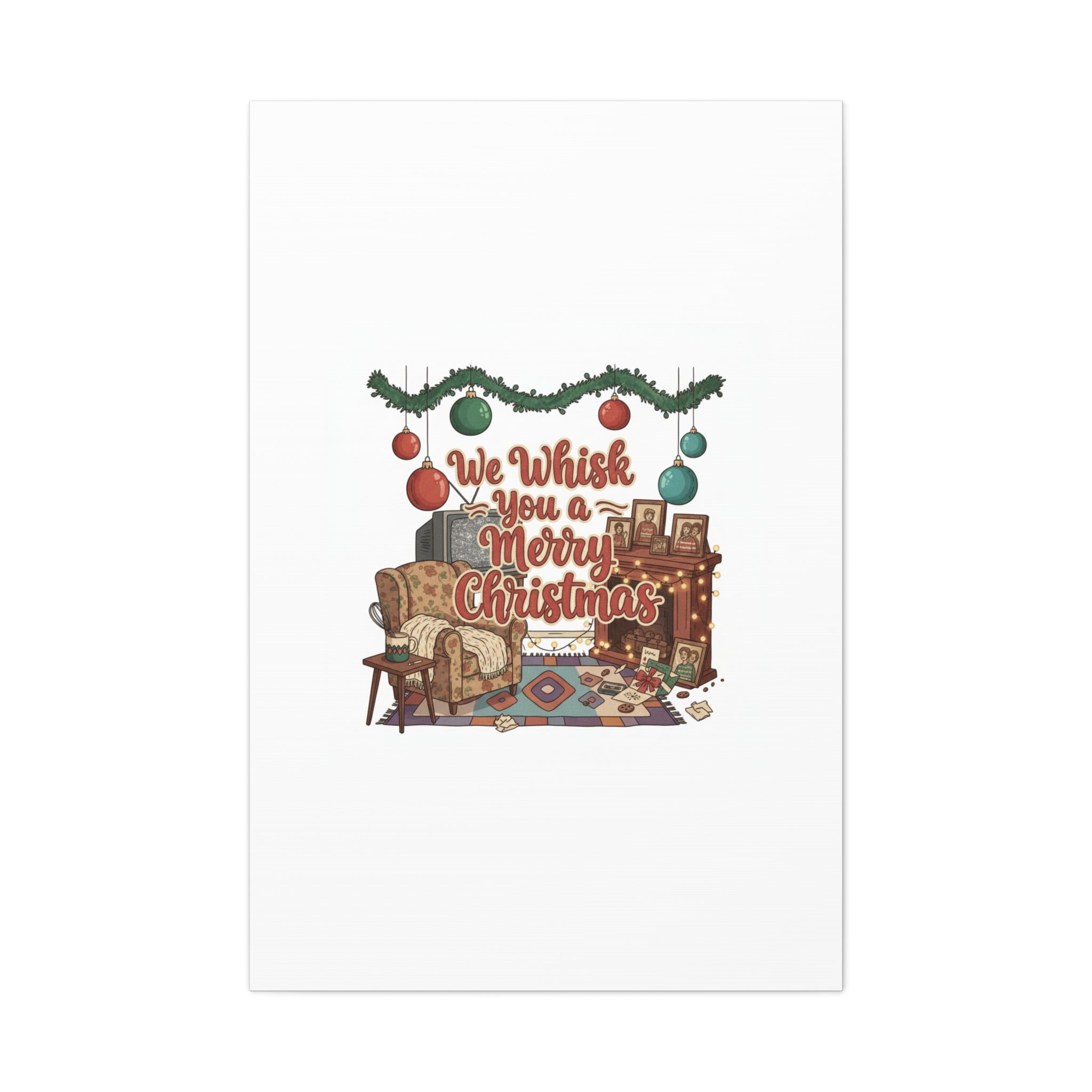 We Whisk You a Merry Christmas Canvas | Retro Christmas Decor, Vintage Holiday Print