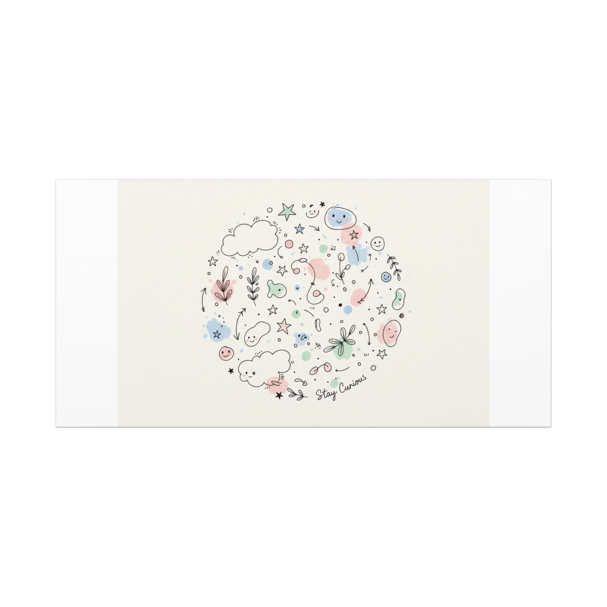 Doodle Circle Line Drawing Matte Canvas, Hand-Drawn Sketch Art