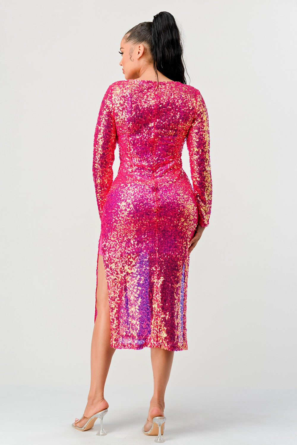 Radiant Sequin Ombre Midi Dress