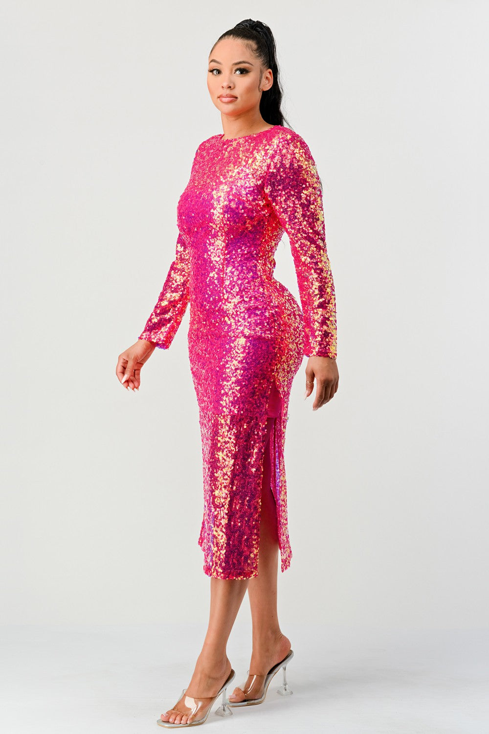 Radiant Sequin Ombre Midi Dress
