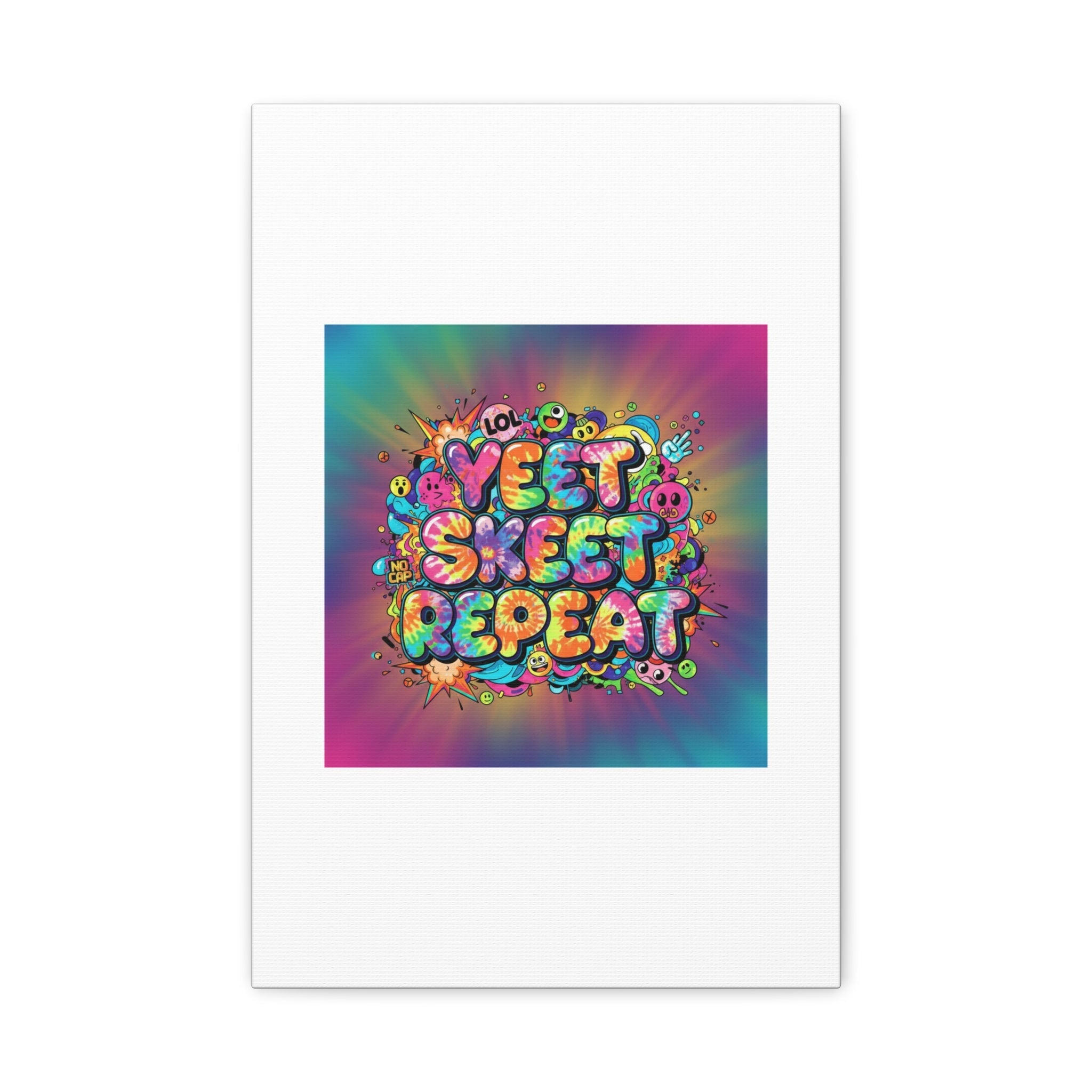 Yeet Skeet Repeat Canvas | Slogan & Glitch Graphic, Meme Phrase Wall Art