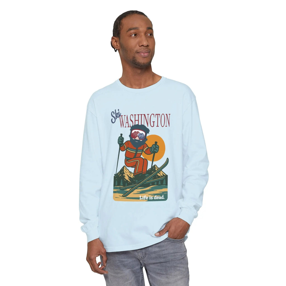 Ski Washington - Life is Dead Mountain Collection Garment-Dyed Long Sleeve T-Shirt