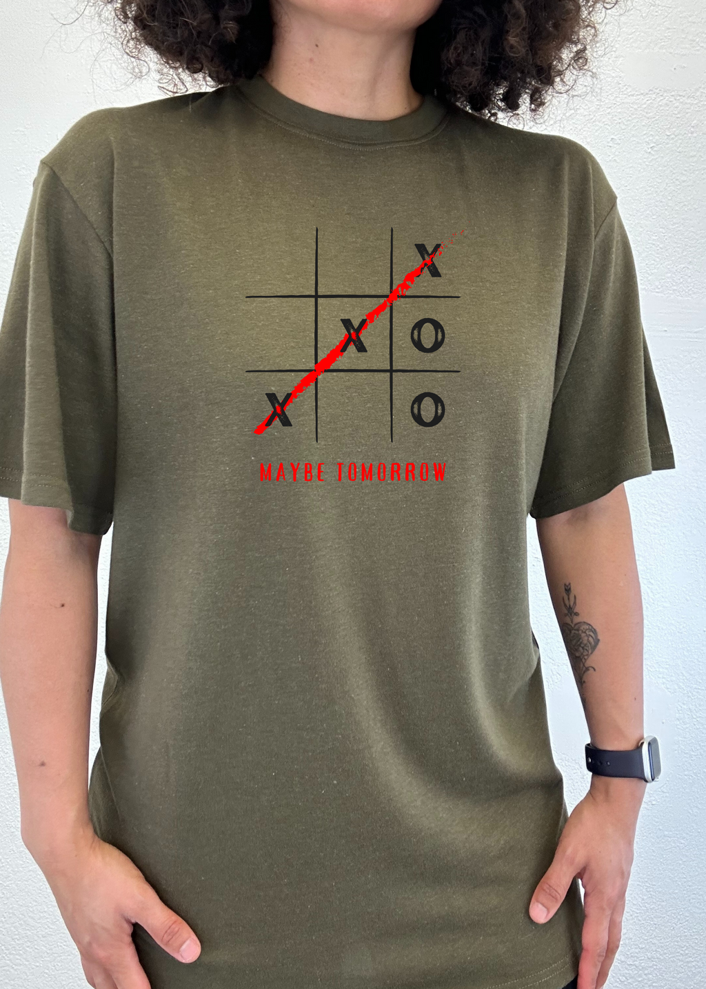Spun Bamboo Maybe Tomorrow Unisex Bamboo/Cotton Graphic T-Shirt — detail close-up