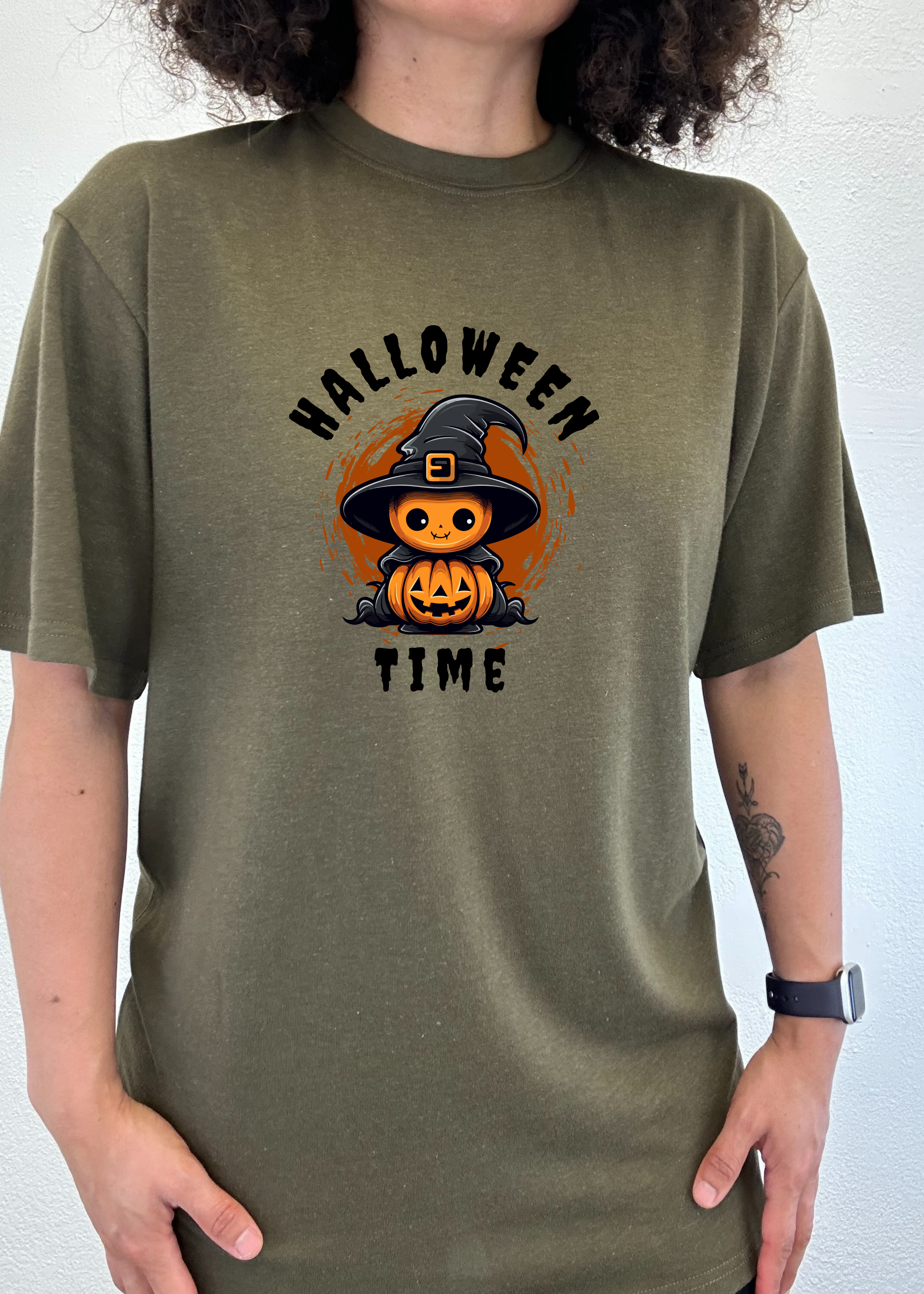 Spun Bamboo Halloween Time Unisex Bamboo Viscose/Organic Cotton Short Sleeve Graphic T-Shirt — lifestyle context