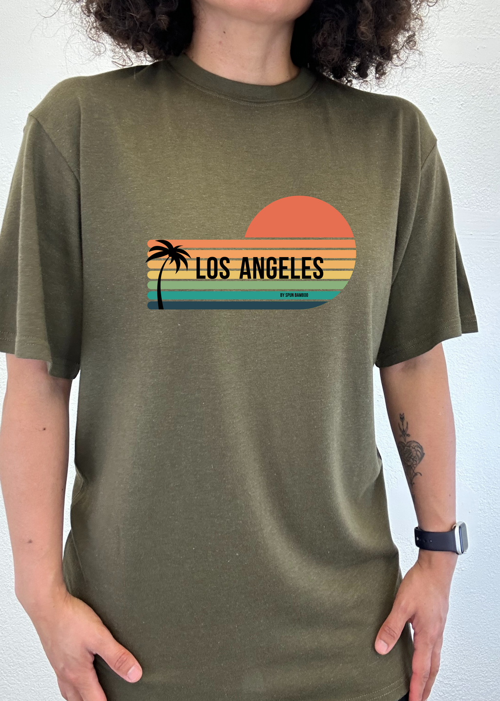 Spun Bamboo Los Angeles Spun Bamboo Unisex Bamboo Viscose/Organic Cotton Short Sleeve Graphic T-Shirt — lifestyle context