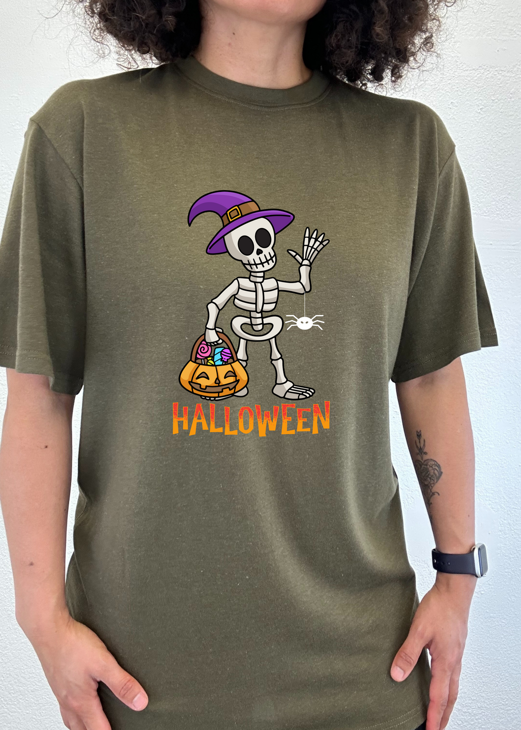 Spun Bamboo Happy Halloween Unisex Bamboo Viscose/Organic Cotton Short Sleeve Graphic T-Shirt — lifestyle context