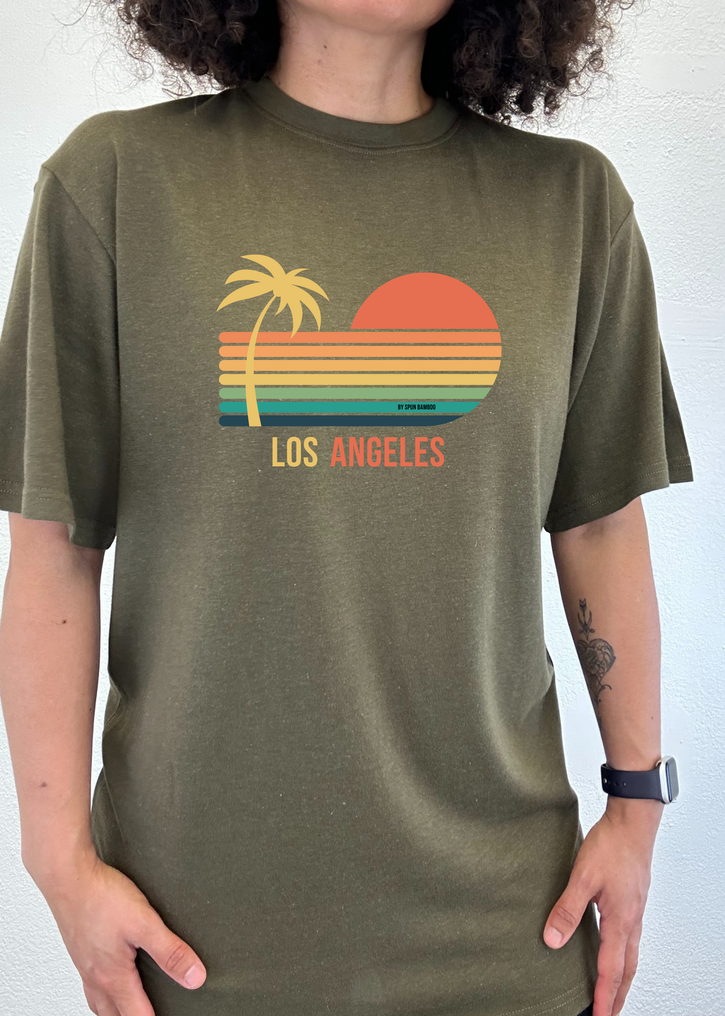 Spun Bamboo Los Angeles Unisex Bamboo Viscose/Organic Cotton Short Sleeve Graphic T-Shirt — back view